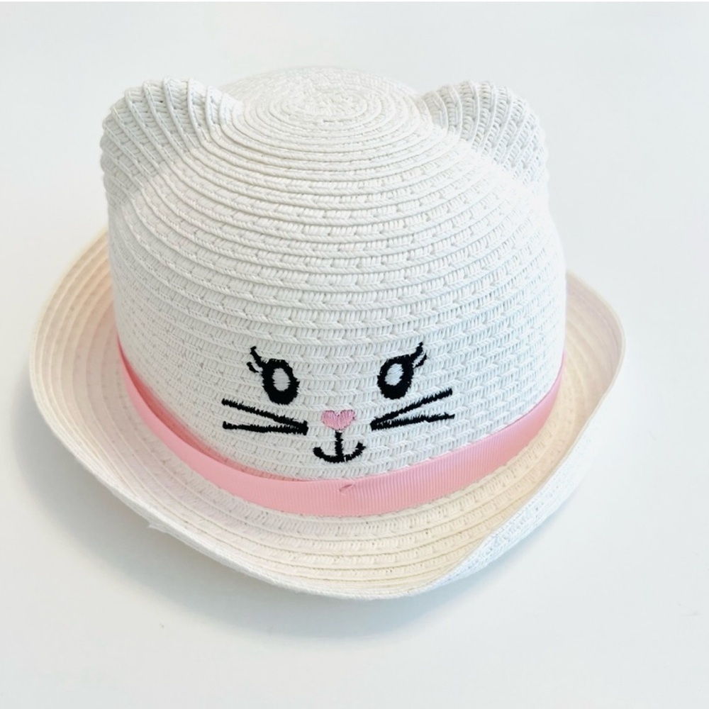 NWOT The Children's Place White Cat Hat with Pink Band Baby Girl 0-6 Months - Picture 4 of 4